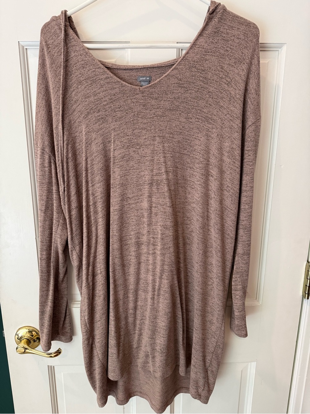 aerie Heathered Mauve Long-Sleeve Scoop Neck Tunic